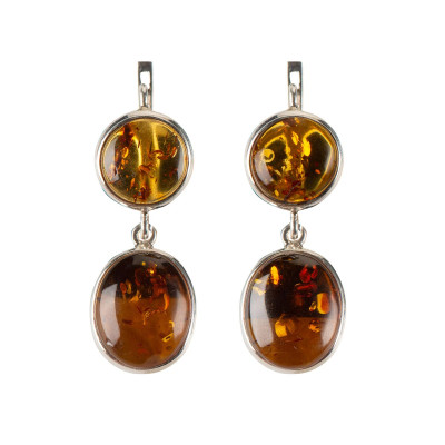 Сережки з бурштином зі срібла
