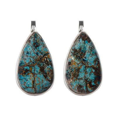 Сережки з азурмалахітом зі срібла