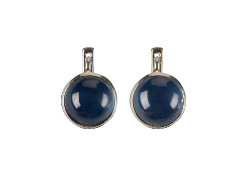 Сережки с натуральним сапфіром зі срібла 