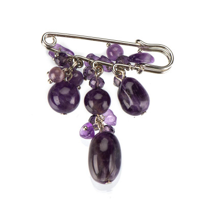 Брошка з аметистом