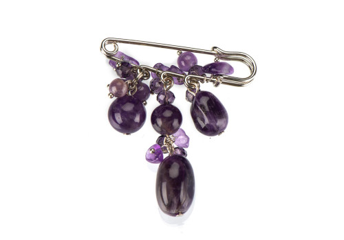 Брошка з аметистом