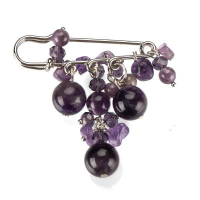 Брошка з аметистом