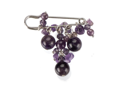 Брошка з аметистом
