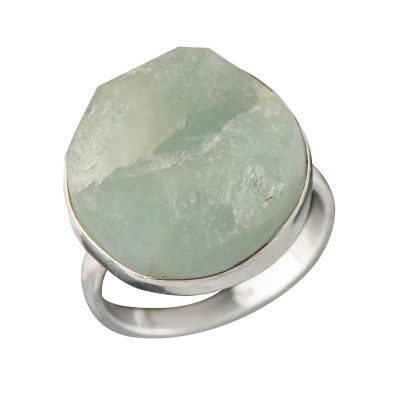 Каблучка з натуральним аквамарином зі срібла