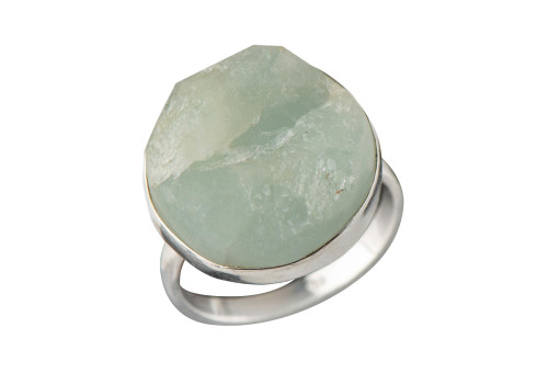 Каблучка з натуральним аквамарином зі срібла