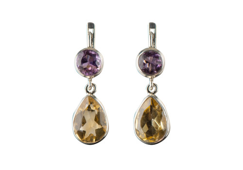 Сережки з цитрином зі срібла
