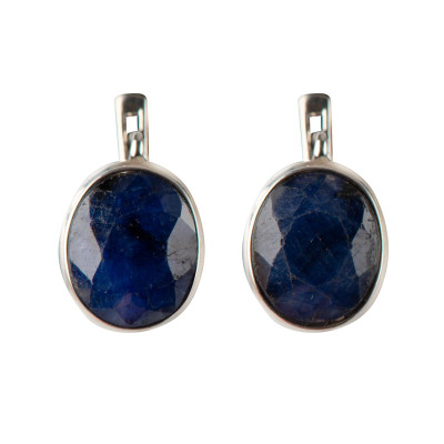 Сережки с натуральним сапфіром зі срібла 