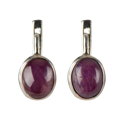 Сережки с натуральним сапфіром зі срібла 