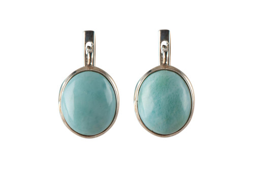 Сережки з натуральним ларимаром зі срібла 