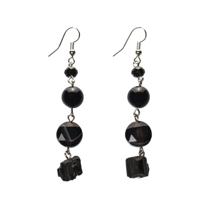 Сережки з натуральним турмаліном