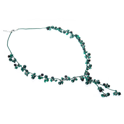 Бусы с малахитом и агатом