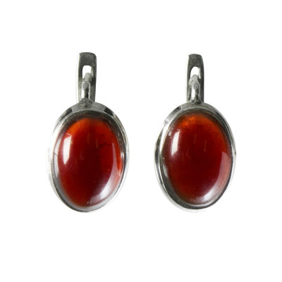 Серьги с натуральным гранатом из серебра 