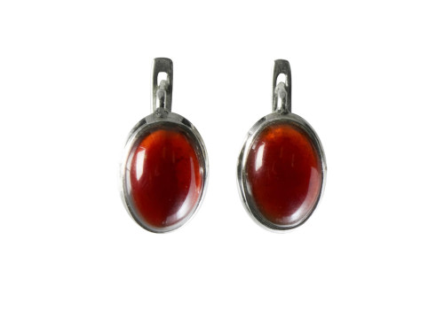 Сережки з натуральним гранатом зі срібла 